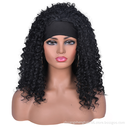Hot selling High quality Acceptable customization colors  kinky curly attached wigs synthetic for black women headband wig